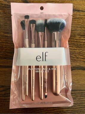 NWT e.l.f. Flawless Face & Eye Brush Set - Rose Gold